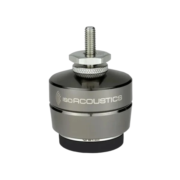 Pied Isoacoustics Gaia III vu de face avec sa vis de fixation vers le haut