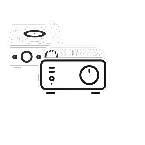 Pictogramme simplifié représentant la catégorie des phonostages ou amplificateurs dédiés aux platines vinyles